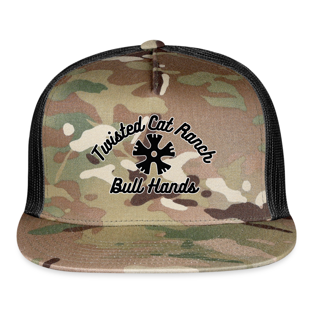 Twisted Cat Ranch Bull Hands Camo Trucker Hat - MultiCam\black