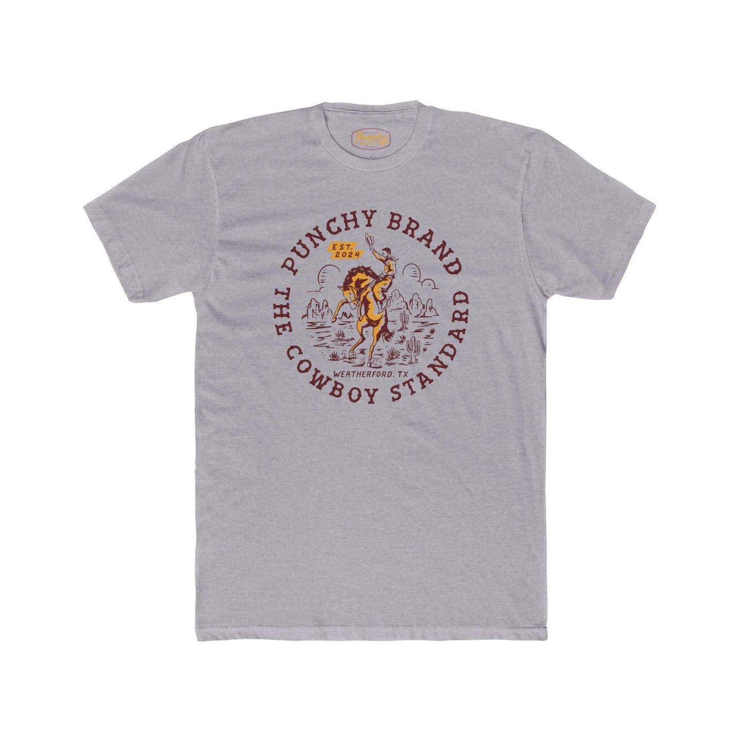 Punchy Brand™ Cowboy Standard Bronc Tee – Heather Grey