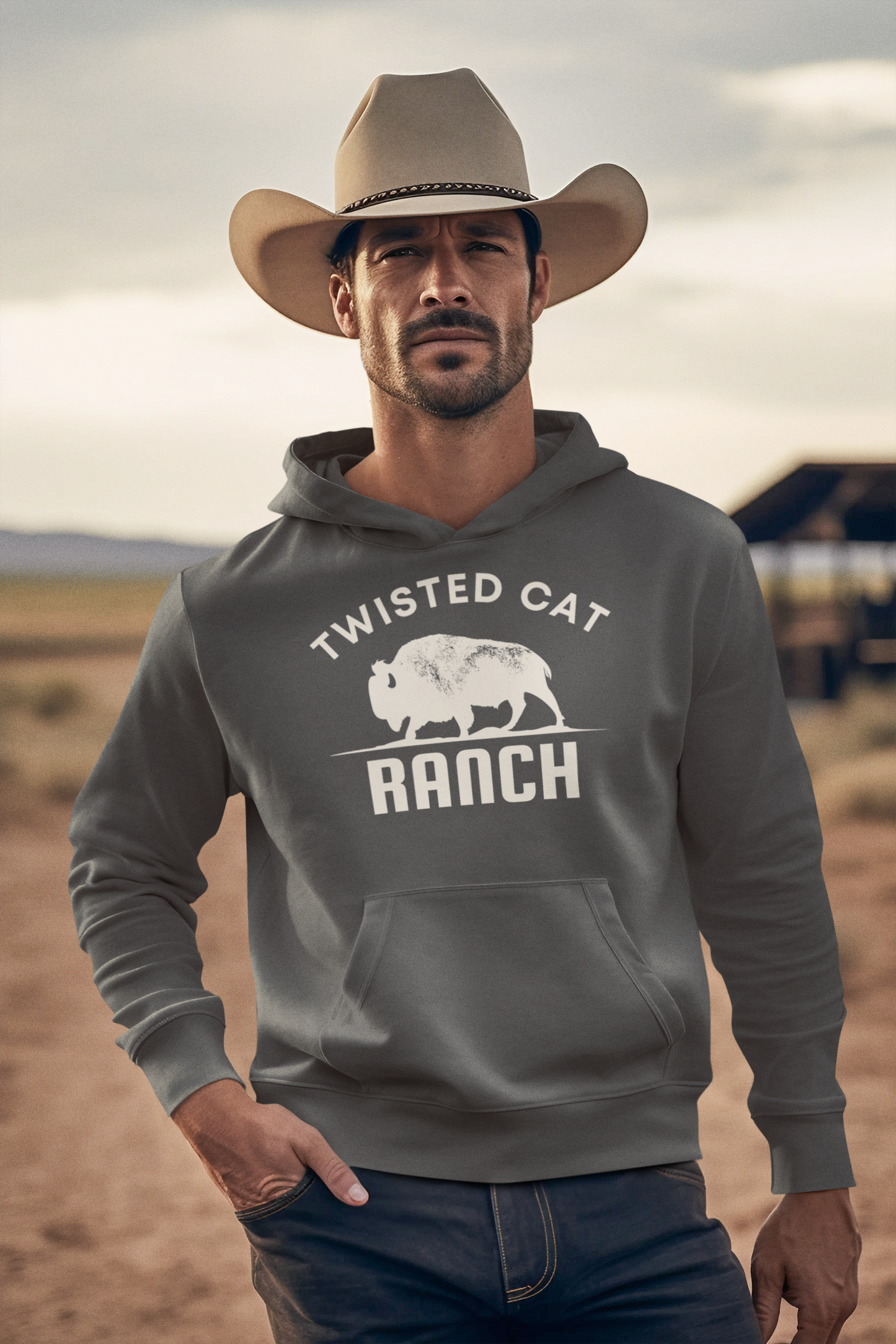 Twisted Cat Ranch Hoodie - Charcoal