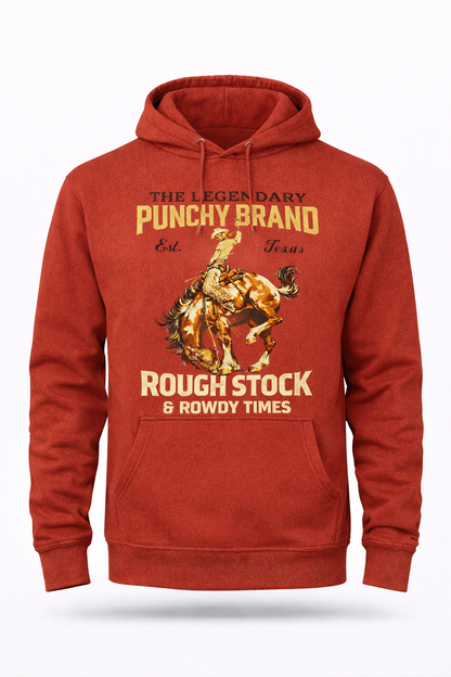 Punchy Brand Rough Stock & Rowdy Times Hoodie – Heather Red
