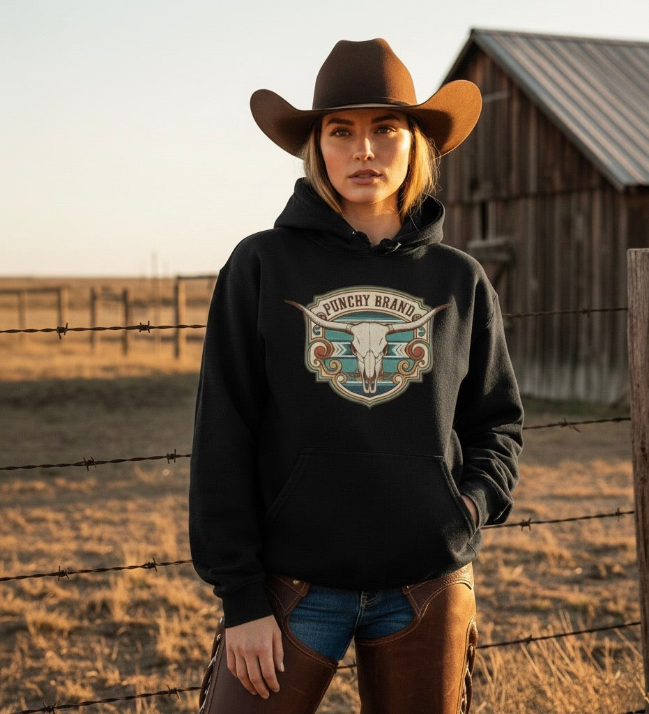 Punchy Brand Longhorn Hoodie — Black